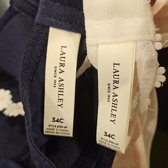 💕LAURA ASHLEY💕 Comfort Push Up Bras (2 Pack) Pink Checkers & Navy Blue 34C NWT - Picture 11 of 16